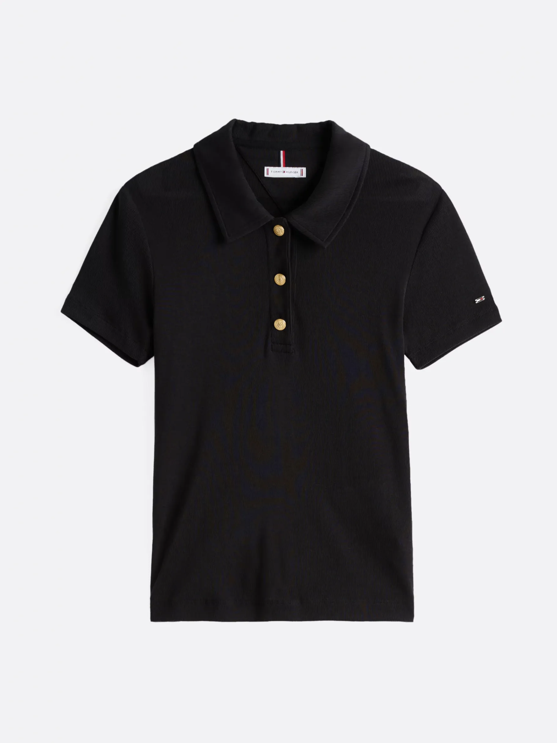 Tommy Hilfiger Slim Fit Poloshirt mit goldfarbenen Knöpfen BLACK Best