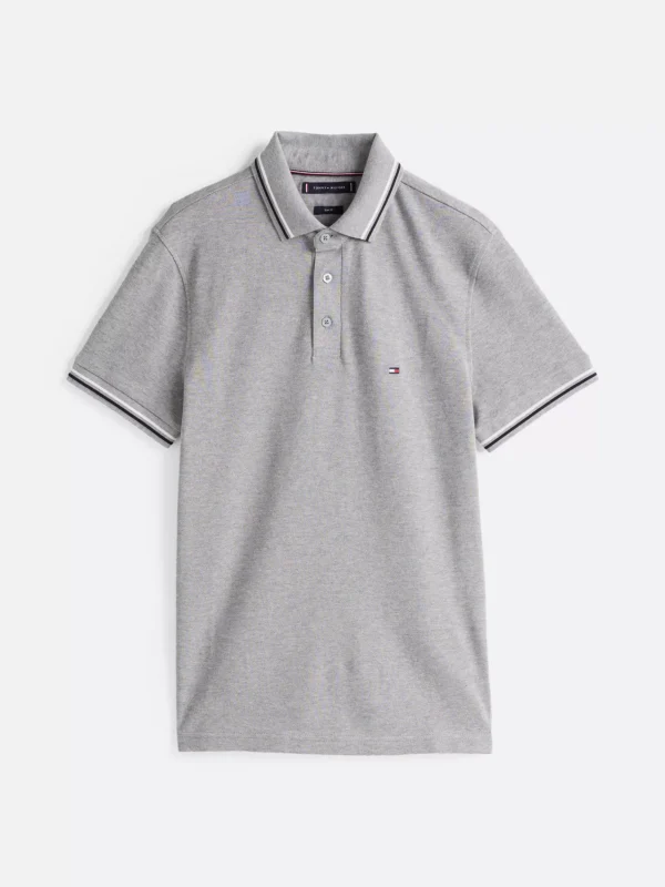 Tommy Hilfiger Slim Fit Poloshirt mit Kontrast-Details MEDIUM GREY HEATHER Online