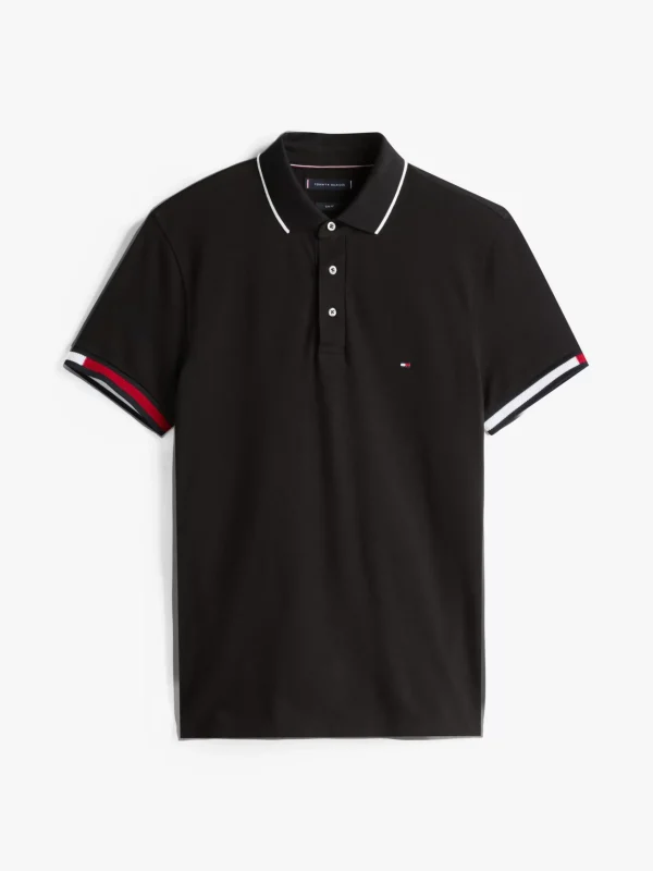 Tommy Hilfiger Slim Fit Poloshirt mit Tommy-Bündchen BLACK Cheap