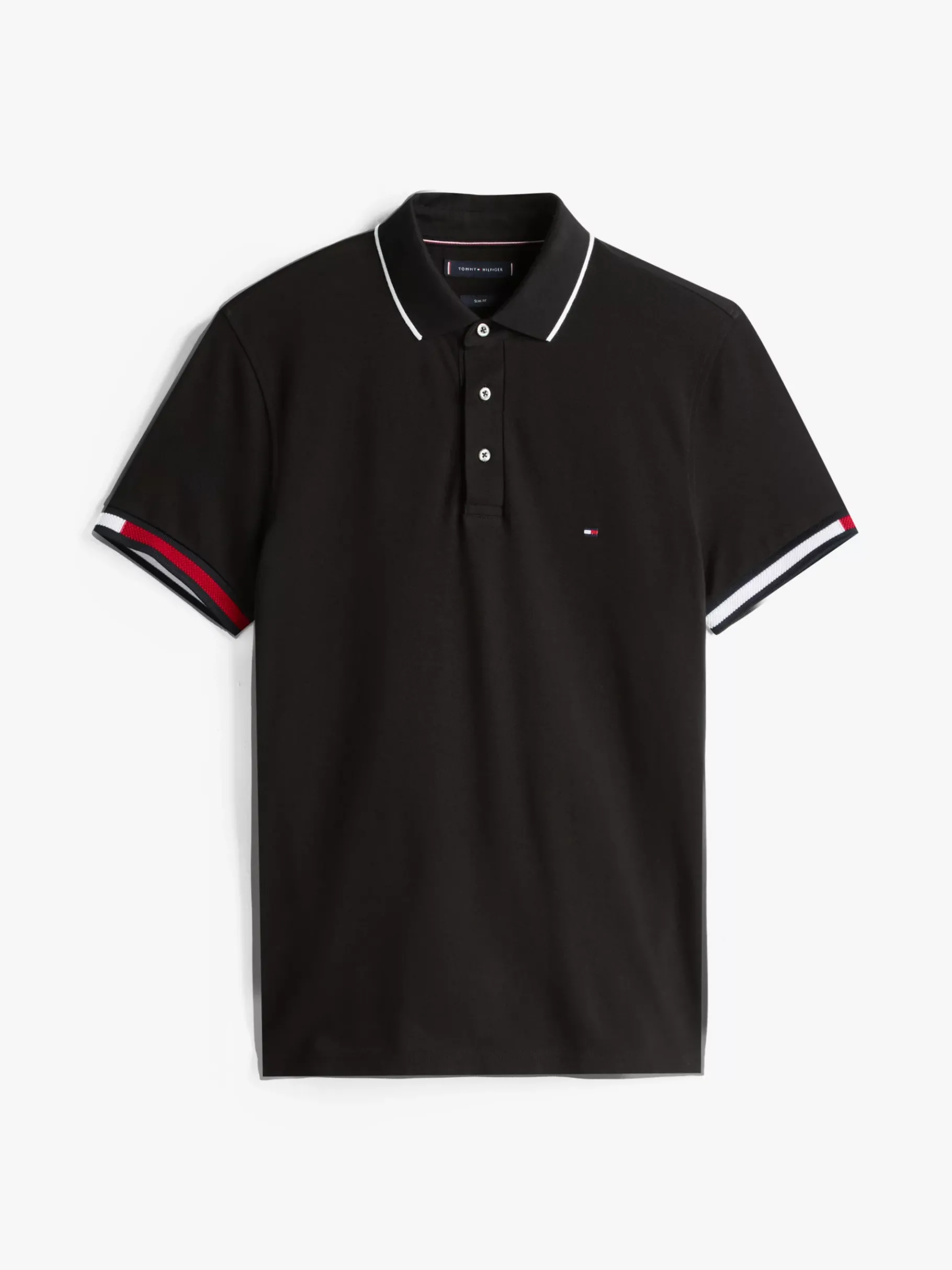 Tommy Hilfiger Slim Fit Poloshirt mit Tommy-Bündchen BLACK Cheap