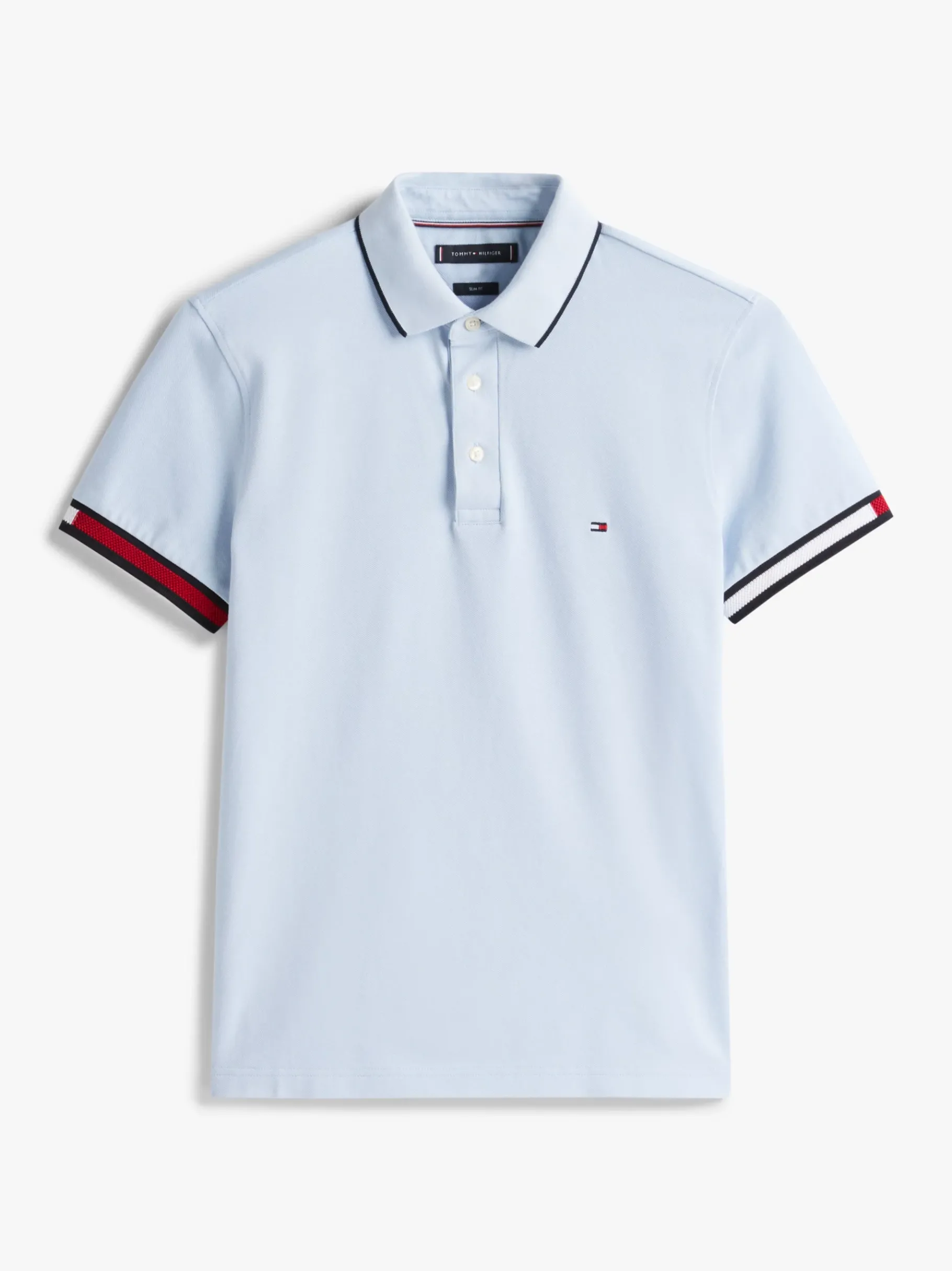 Tommy Hilfiger Slim Fit Poloshirt mit Tommy-Bündchen BREEZY BLUE Cheap