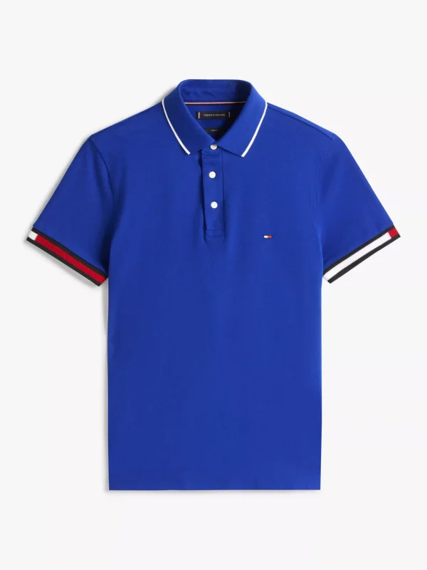 Tommy Hilfiger Slim Fit Poloshirt mit Tommy-Bündchen WEDGE BLUE Cheap