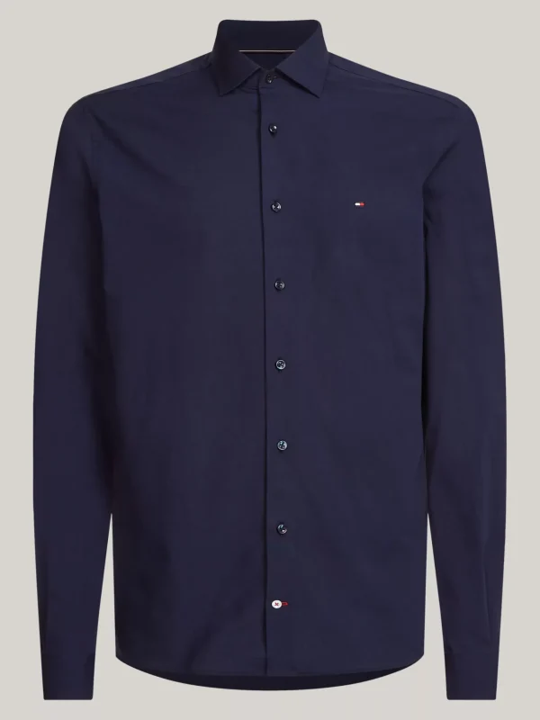 Tommy Hilfiger Slim Fit Popeline-Hemd mit Flex Technology NAVY BLAZER Flash Sale