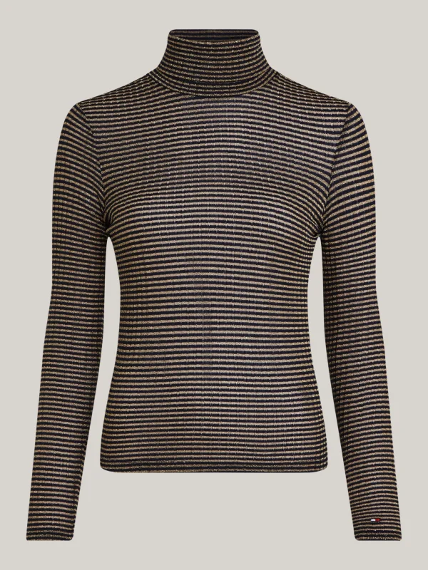 Tommy Hilfiger Slim Fit Pullover mit Metallic-Streifen DESERT SKY/ GOLD LUREX STP Discount