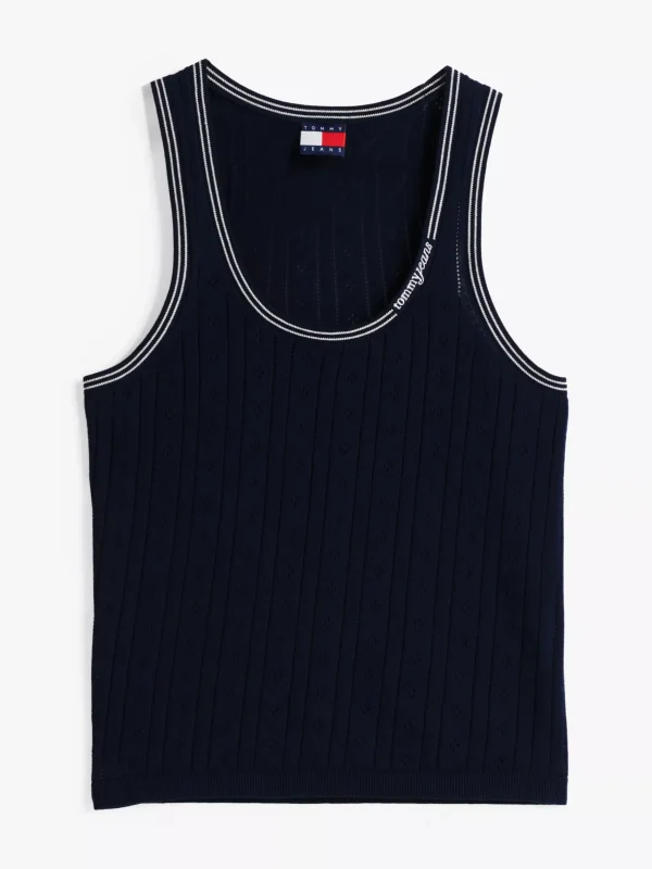 Tommy Hilfiger Slim Fit Tanktop mit Pointelle-Muster DARK NIGHT NAVY Clearance