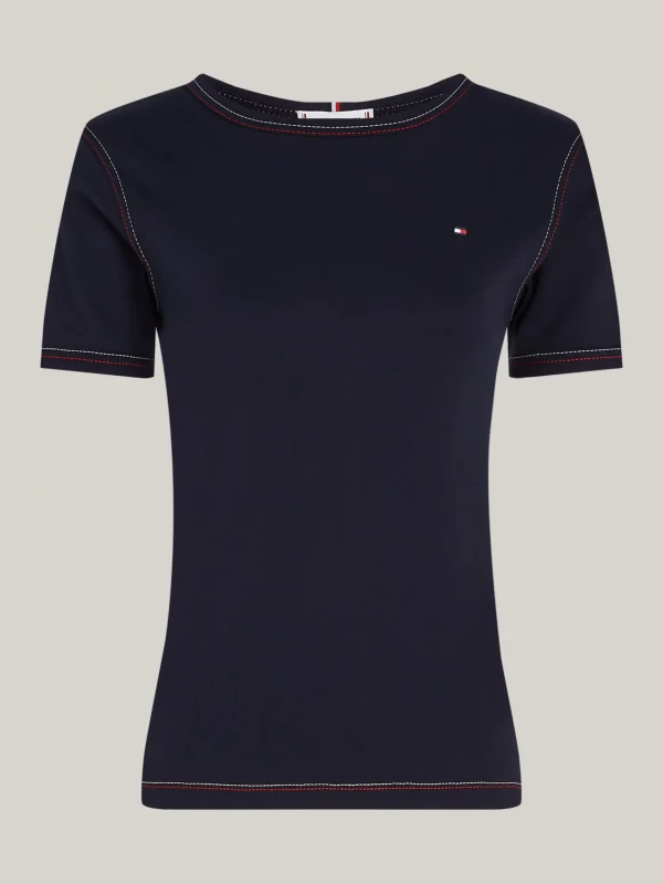 Tommy Hilfiger Slim Fit T-Shirt mit Global-Streifen DESERT SKY Cheap