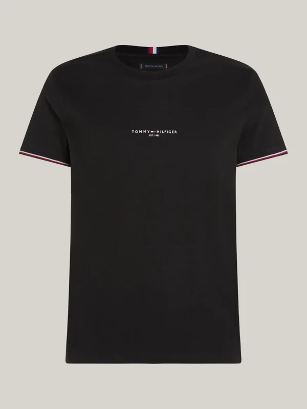 Tommy Hilfiger Slim Fit T-Shirt mit Kontrast-Details BLACK Discount