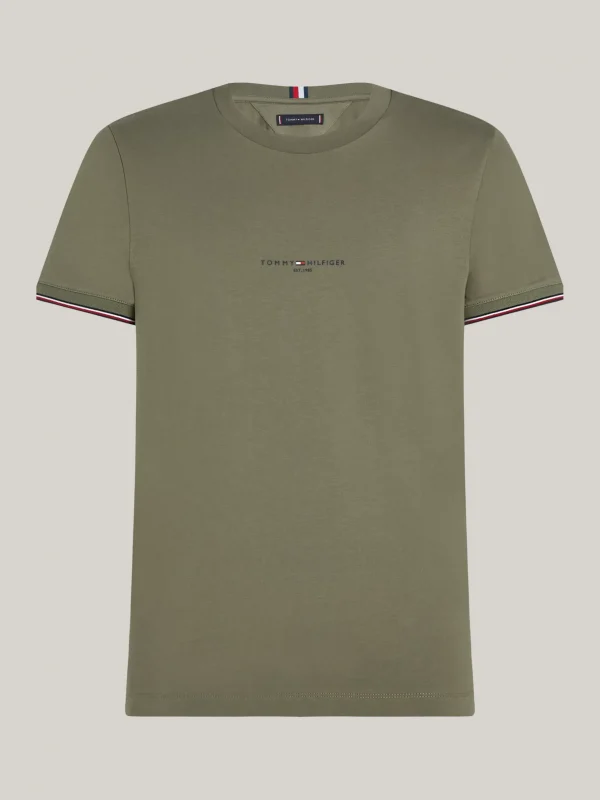 Tommy Hilfiger Slim Fit T-Shirt mit Kontrast-Details BATTLE GREEN Hot
