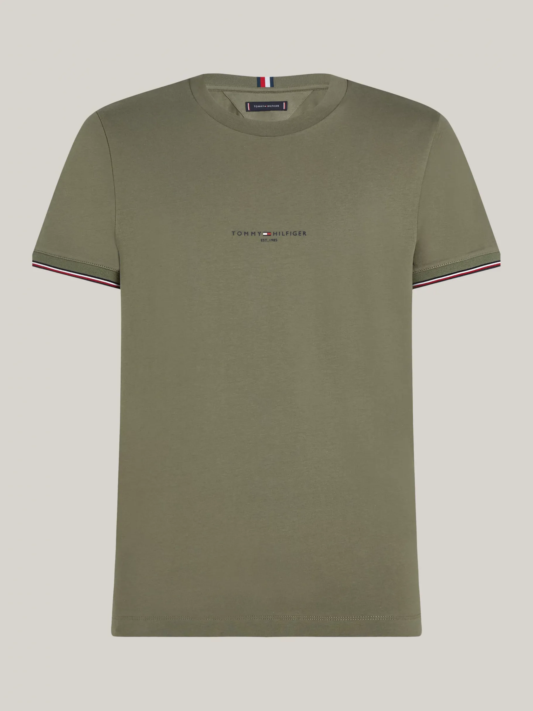 Tommy Hilfiger Slim Fit T-Shirt mit Kontrast-Details BATTLE GREEN Hot
