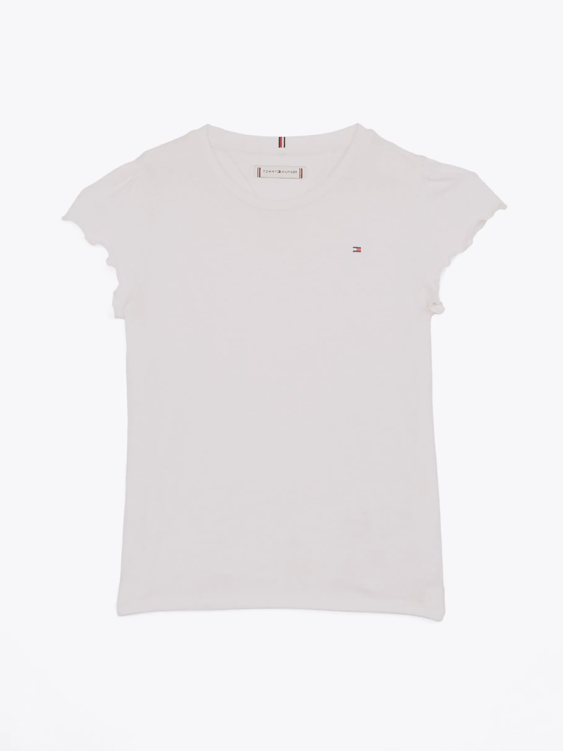 Tommy Hilfiger Slim Fit T-Shirt mit Rüschen-Ärmeln WHITE Hot
