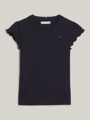 Tommy Hilfiger Slim Fit T-Shirt mit Rüschen-Ärmeln DESERT SKY Best Sale