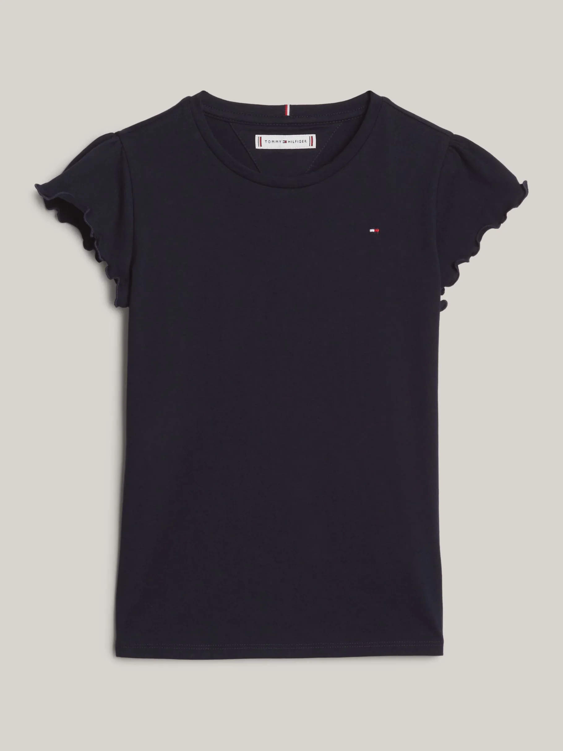 Tommy Hilfiger Slim Fit T-Shirt mit Rüschen-Ärmeln DESERT SKY Best Sale