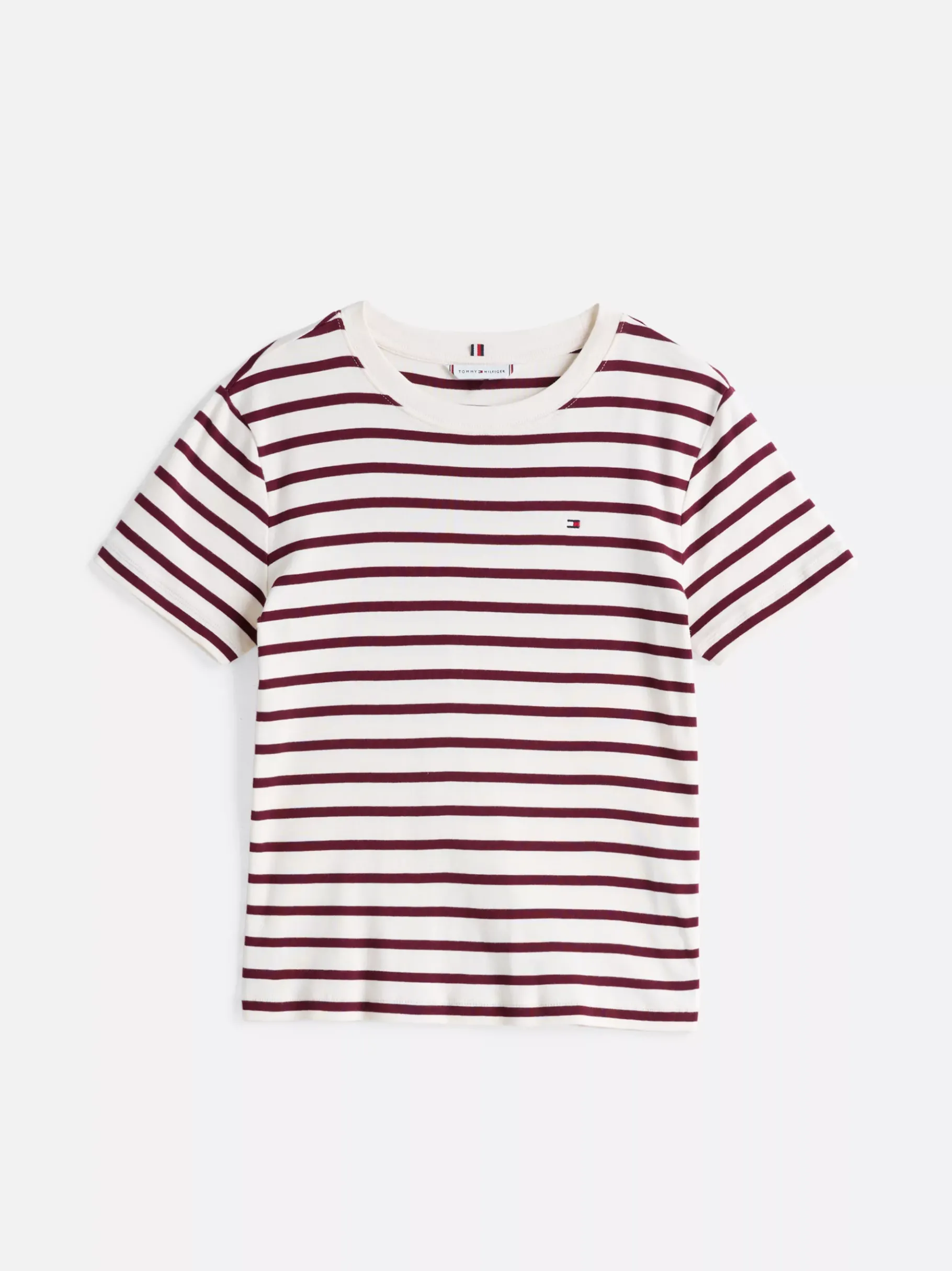 Tommy Hilfiger Slim Fit T-Shirt mit Rundhalsausschnitt FINE STP CALICO/ DEEP ROUGE Cheap