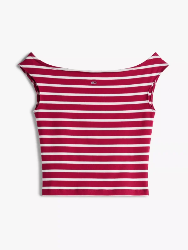 Tommy Hilfiger Slim Fit T-Shirt mit U-Boot-Ausschnitt BRILLIANT BERRY / STRIPE Store