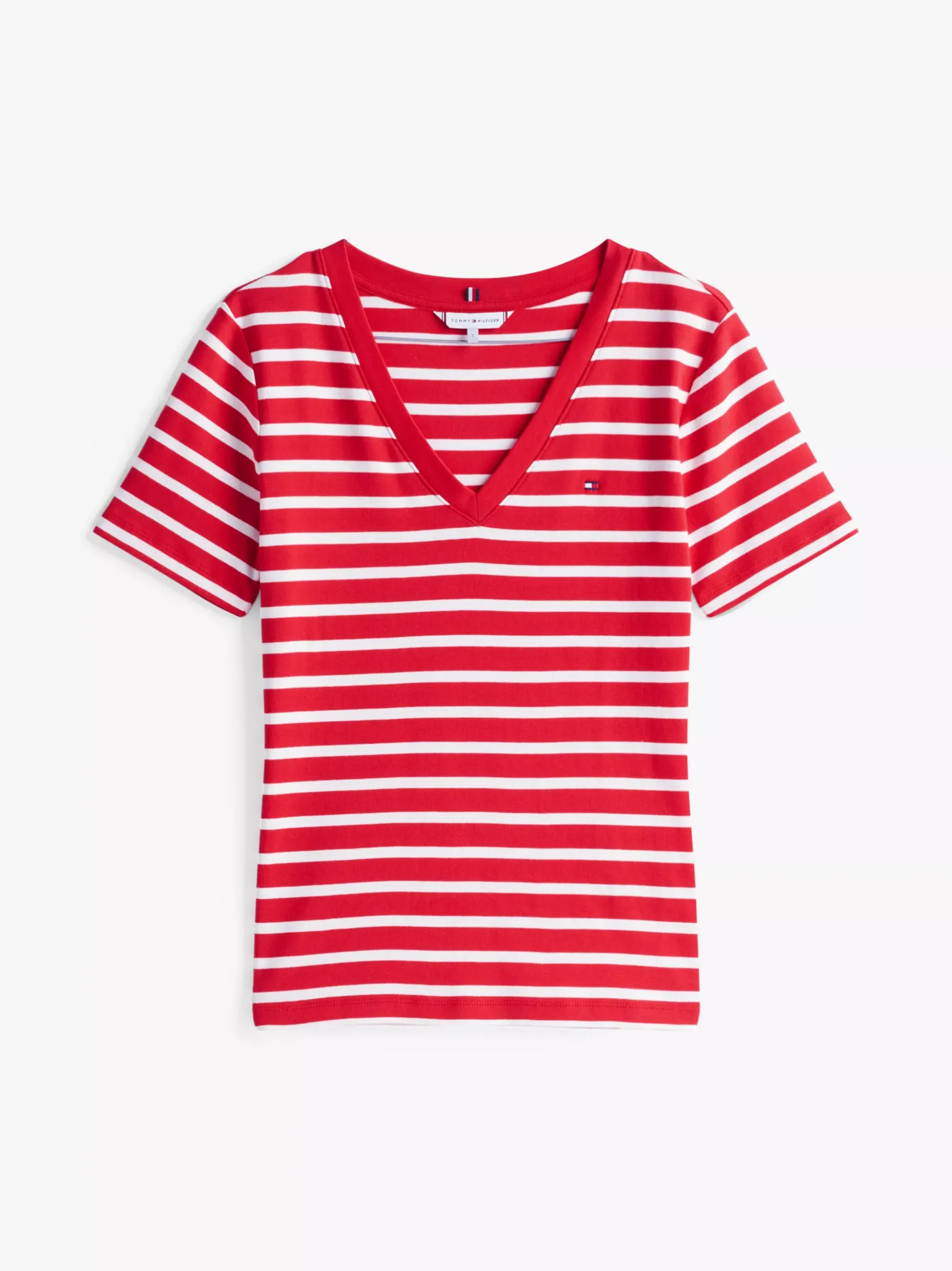 Tommy Hilfiger Slim Fit T-Shirt mit V-Ausschnitt PRIMARY RED/ECRU STP Best Sale