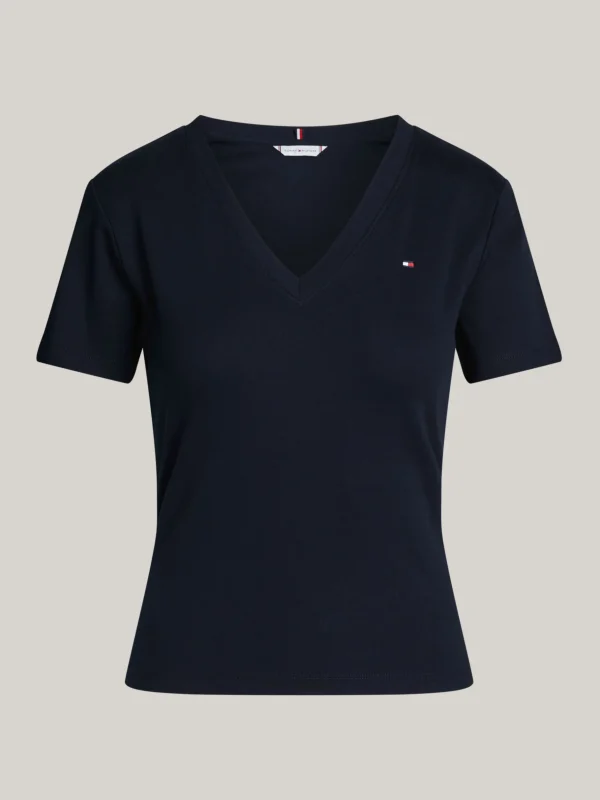 Tommy Hilfiger Slim Fit T-Shirt mit V-Ausschnitt NOS DESERT SKY Hot