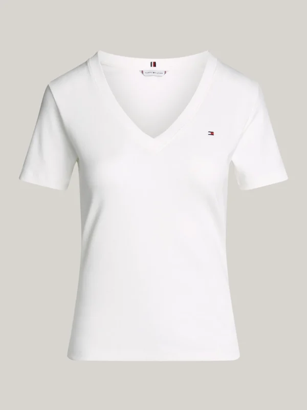 Tommy Hilfiger Slim Fit T-Shirt mit V-Ausschnitt NOS ECRU Discount