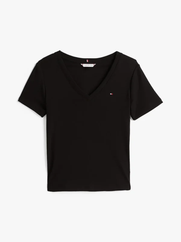 Tommy Hilfiger Slim Fit T-Shirt mit V-Ausschnitt BLACK Best