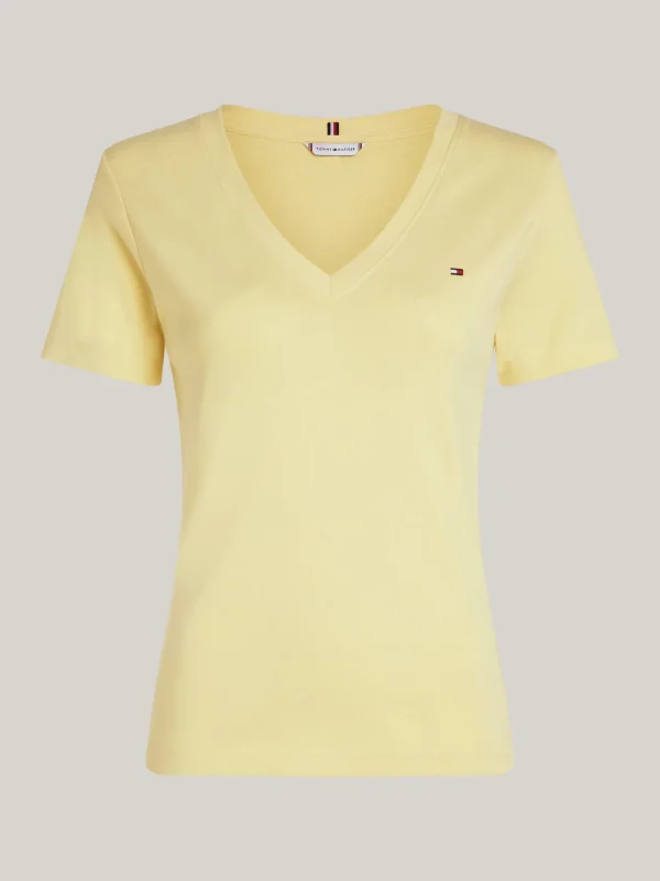 Tommy Hilfiger Slim Fit T-Shirt mit V-Ausschnitt LEMON ZEST New