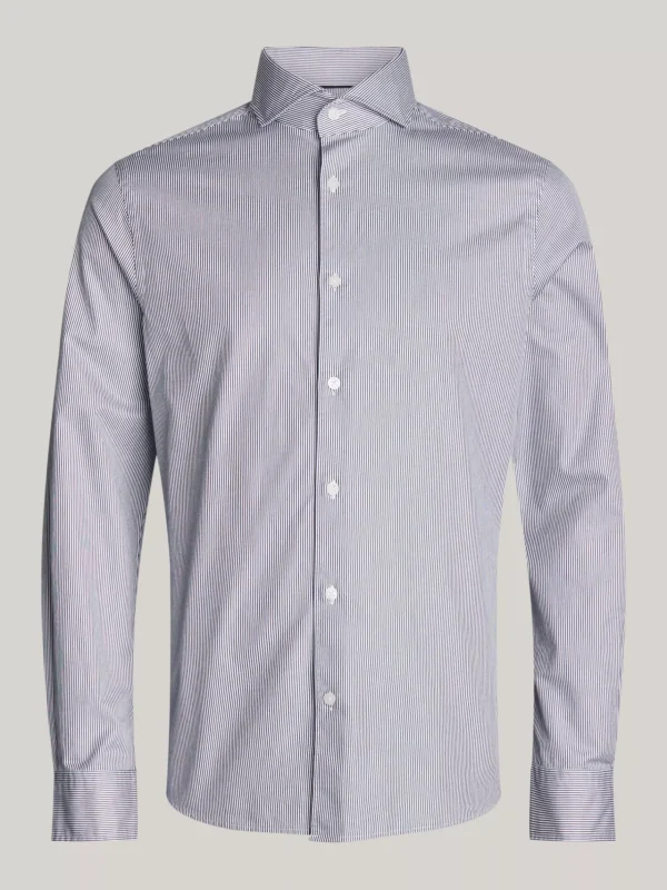 Tommy Hilfiger Smart Casual gestreiftes Slim Fit Twill-Hemd DESERT SKY / OPTIC WHITE Hot
