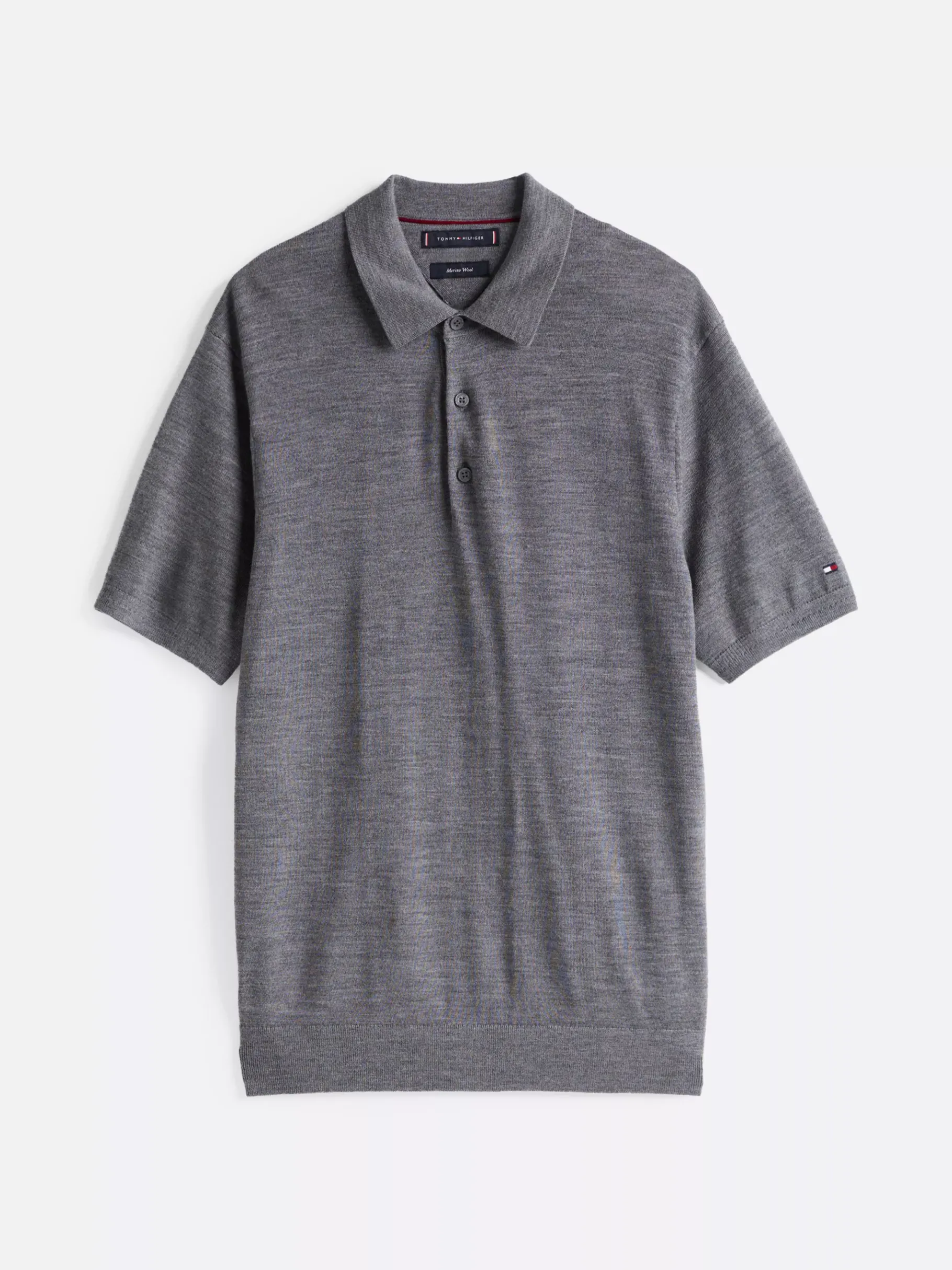 Tommy Hilfiger Smart Casual Poloshirt aus reiner Wolle MEDIUM GREY HEATHER Clearance