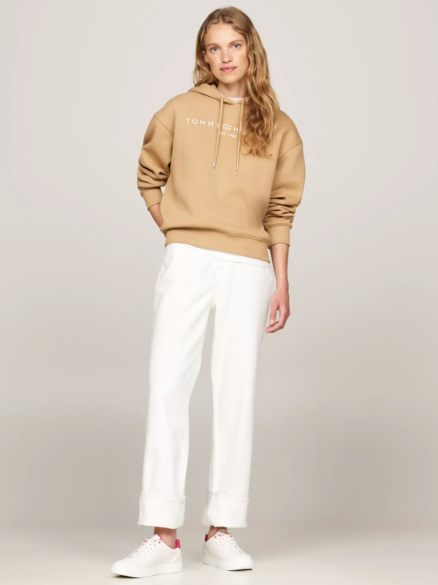 Tommy Hilfiger Sneaker aus Leder mit TH-Monogramm ANCIENT WHITE/HERITAGE PINK Online