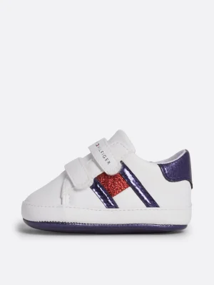 Tommy Hilfiger Sneaker mit Klettverschluss und Glitzer-Flag WHITE / BLUE Online