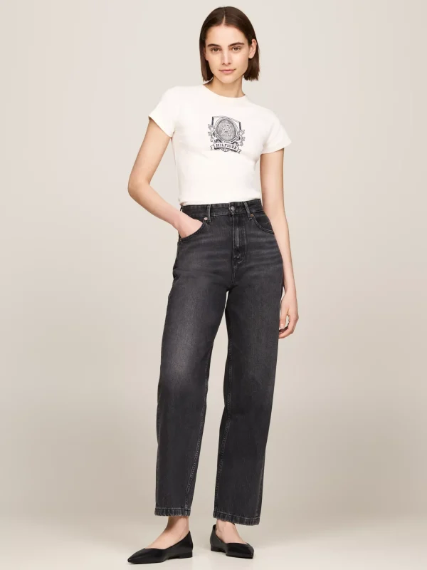 Tommy Hilfiger Spitzer Leder-Ballerina mit TH-Monogramm BLACK Online