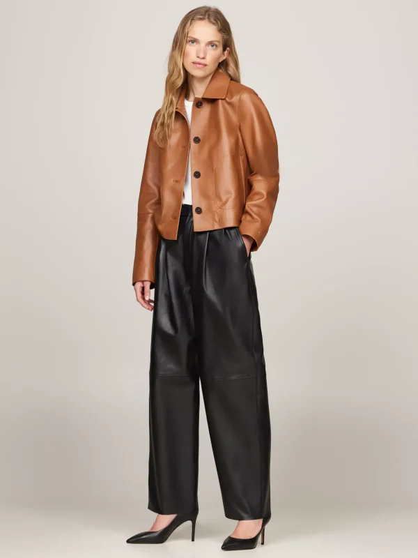 Tommy Hilfiger Spitzer Pumps aus Leder mit TH-Monogramm BLACK Discount