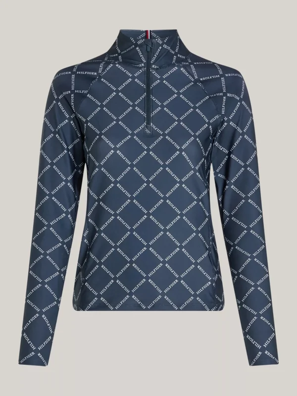 Tommy Hilfiger Sport Slim Fit Reißverschluss-Langarmshirt DIAMOND MONOTYPE/ MILITARY DENIM Best Sale