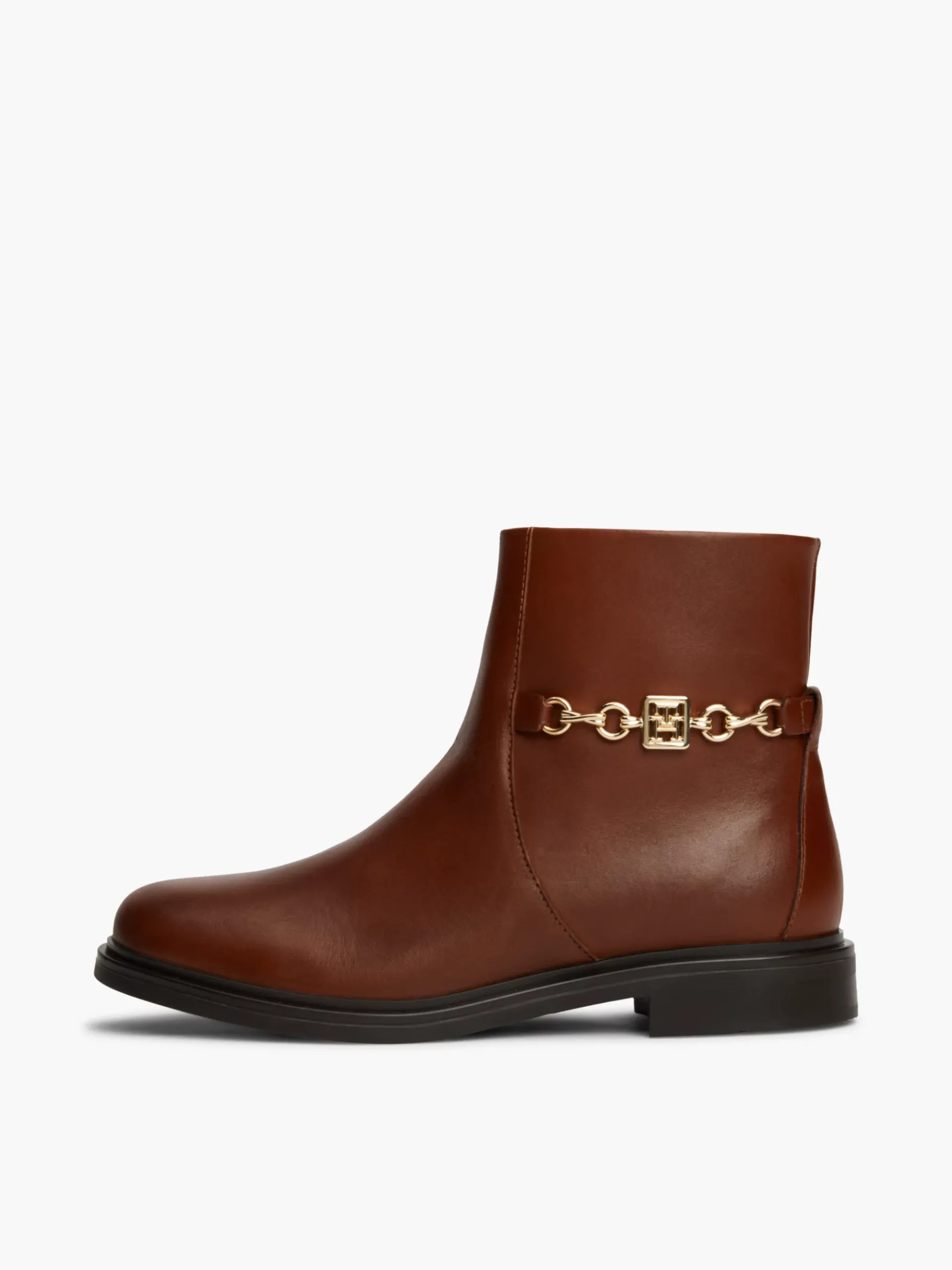 Tommy Hilfiger Stiefelette aus Leder mit Ketten-Detail COGNAC BROWN Clearance