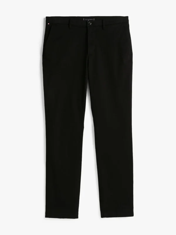 Tommy Hilfiger Straight Leg Fit Satin-Chinos BLACK Flash Sale
