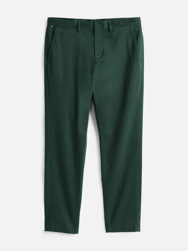Tommy Hilfiger Straight Leg Fit Satin-Chinos RIVERBED GREEN Flash Sale