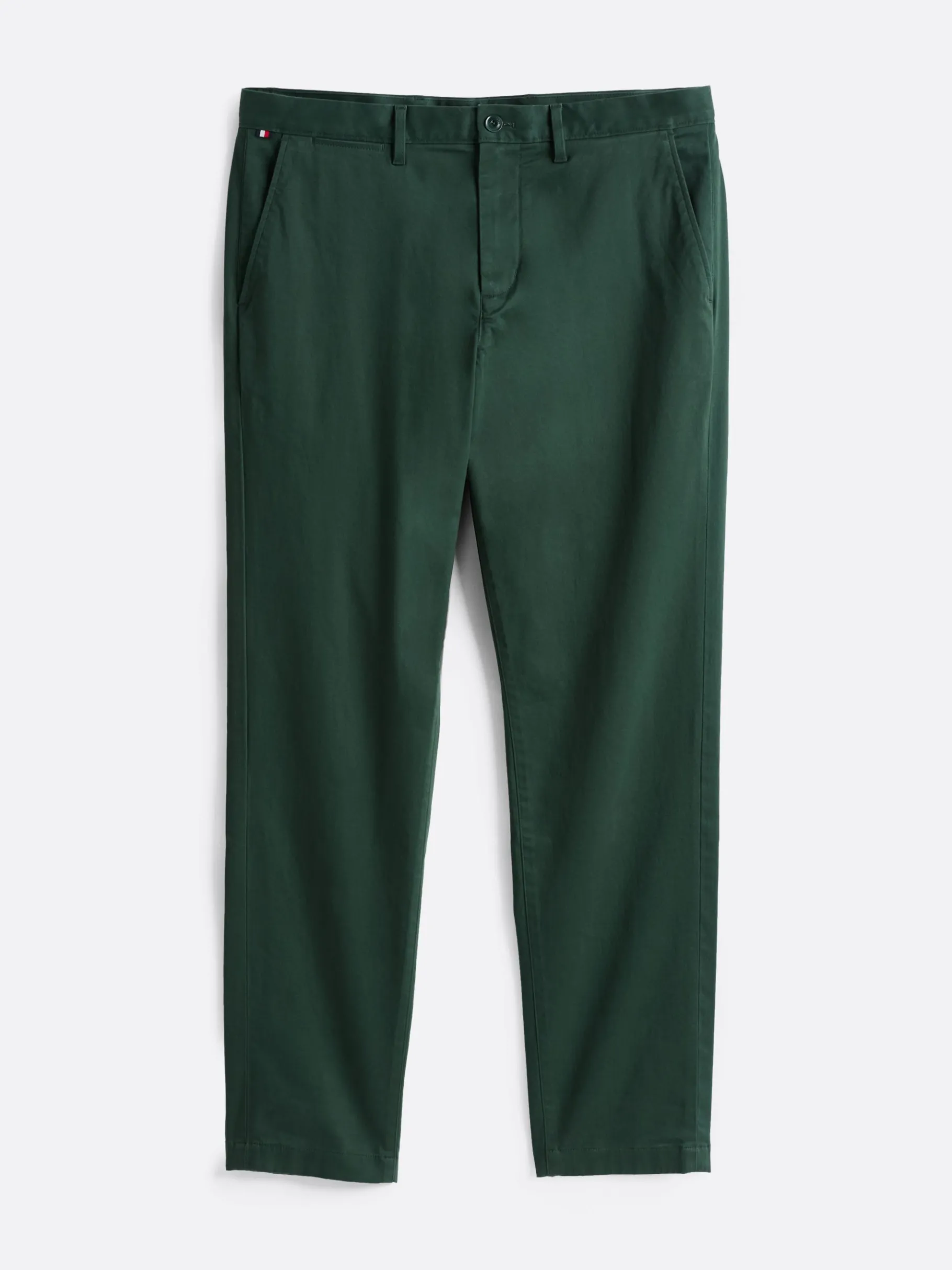 Tommy Hilfiger Straight Leg Fit Satin-Chinos RIVERBED GREEN Flash Sale