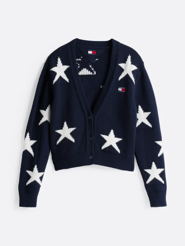 Tommy Hilfiger Strickcardigan im Stern-Design mit Wolle DARK NIGHT NAVY Store