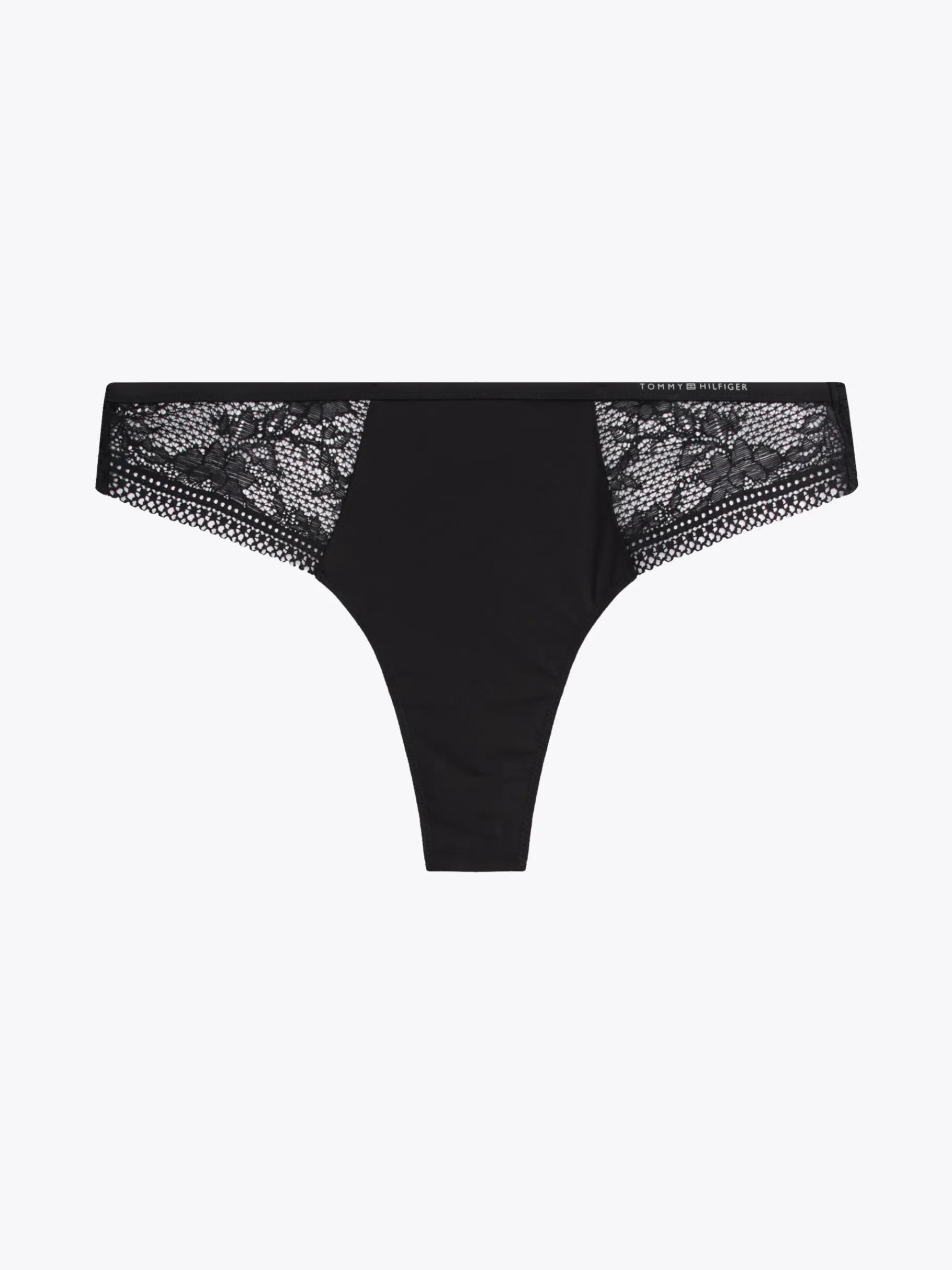 Tommy Hilfiger String mit Logo-Taillenbund und Spitzenbesatz BLACK Hot