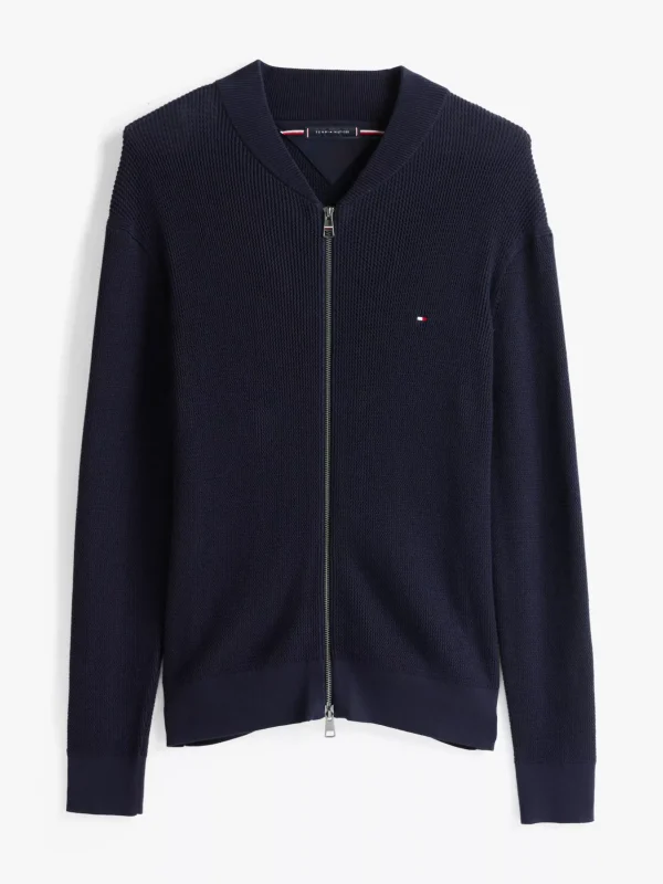 Tommy Hilfiger Strukturierter Cardigan mit Baseball-Kragen DESERT SKY Cheap