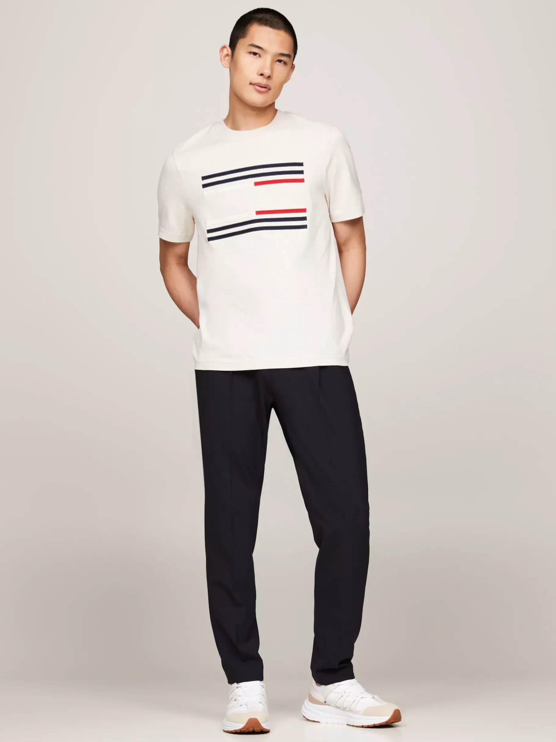 Tommy Hilfiger Strukturierter Sneaker mit Vibram-Laufsohle ANCIENT WHITE Sale