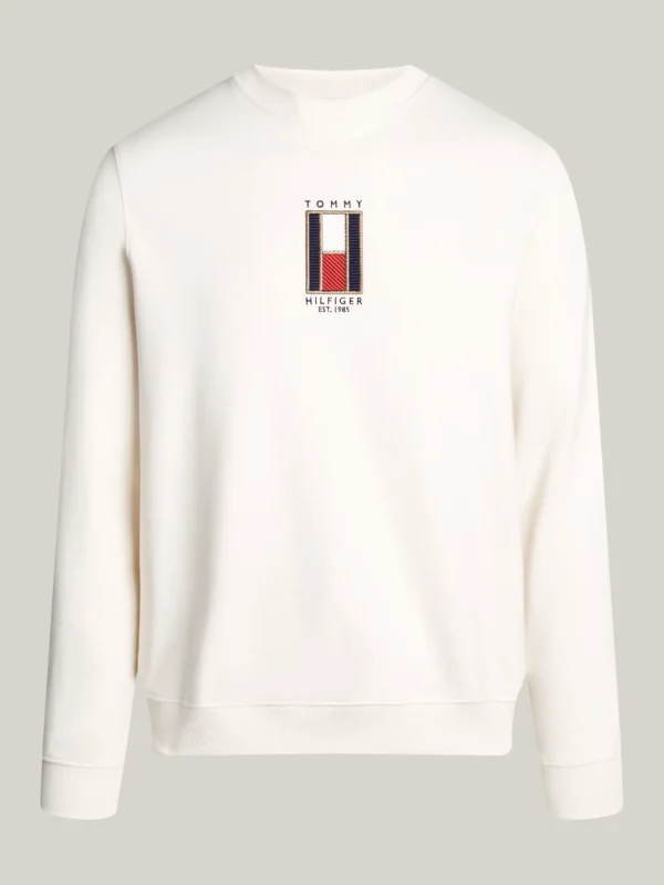 Tommy Hilfiger Sweatshirt mit aufgestickter vertikaler Flag IVORY PETAL Shop