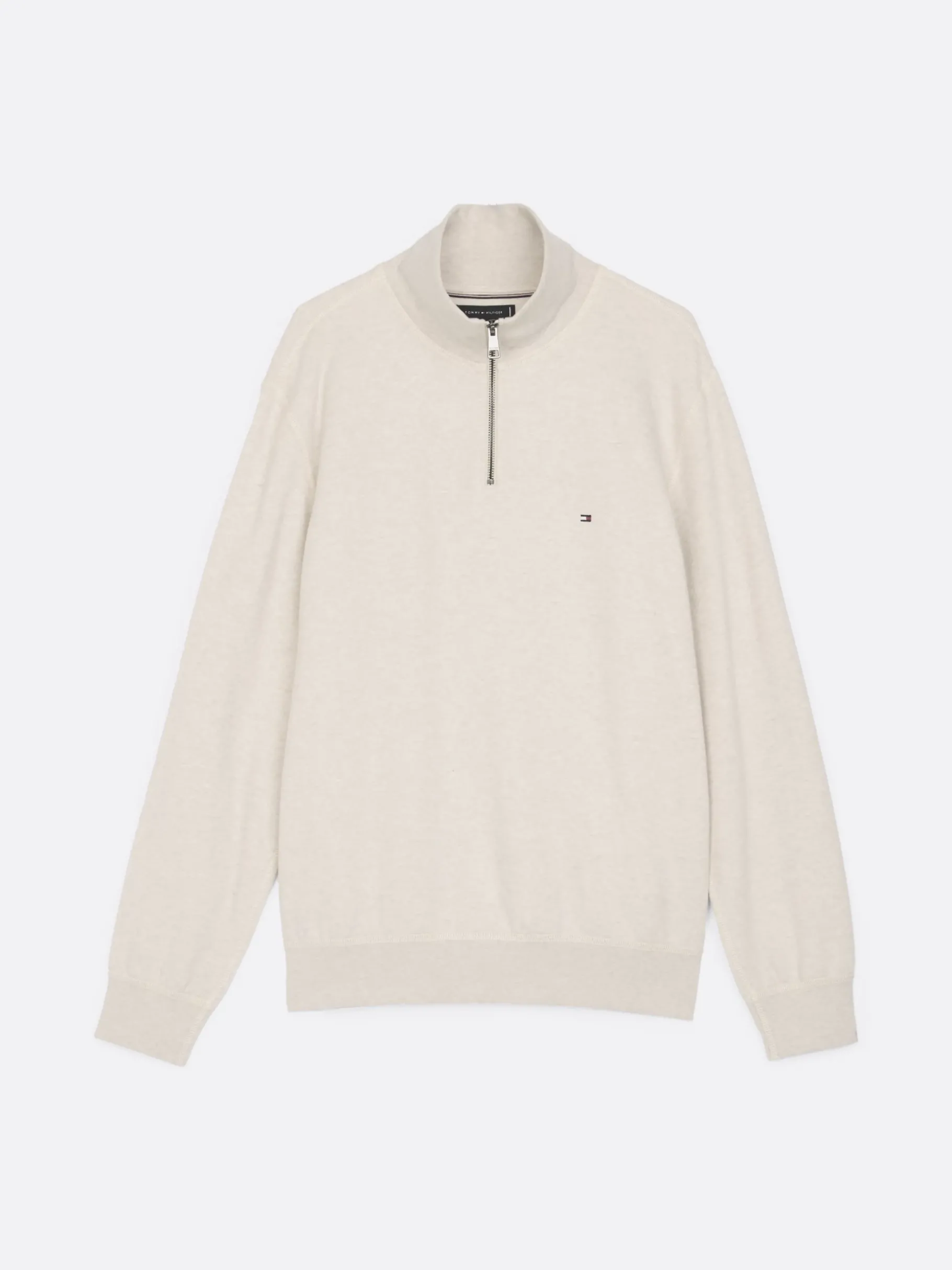 Tommy Hilfiger Sweatshirt mit Mock-Rollkragen HEATHERED OATMILK Cheap