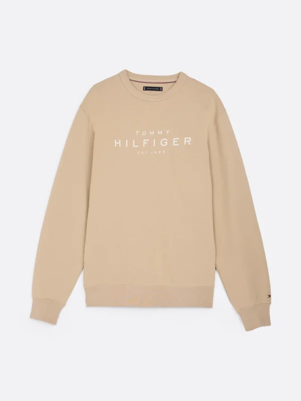 Tommy Hilfiger Sweatshirt mit Rundhalsausschnitt und Logo SANDALWOOD Discount