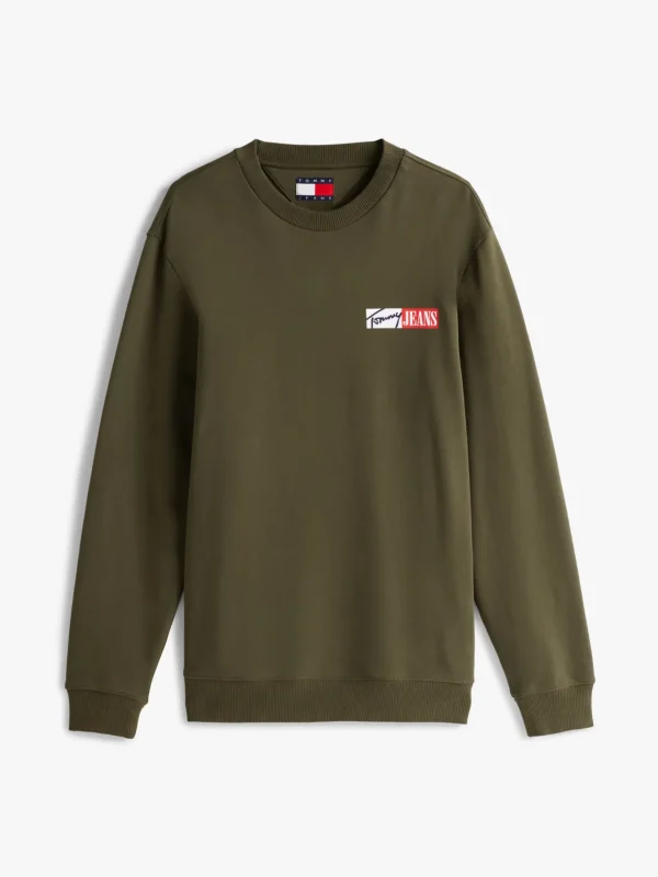 Tommy Hilfiger Sweatshirt mit Rundhalsausschnitt und Logo FATIGUE GREEN Hot