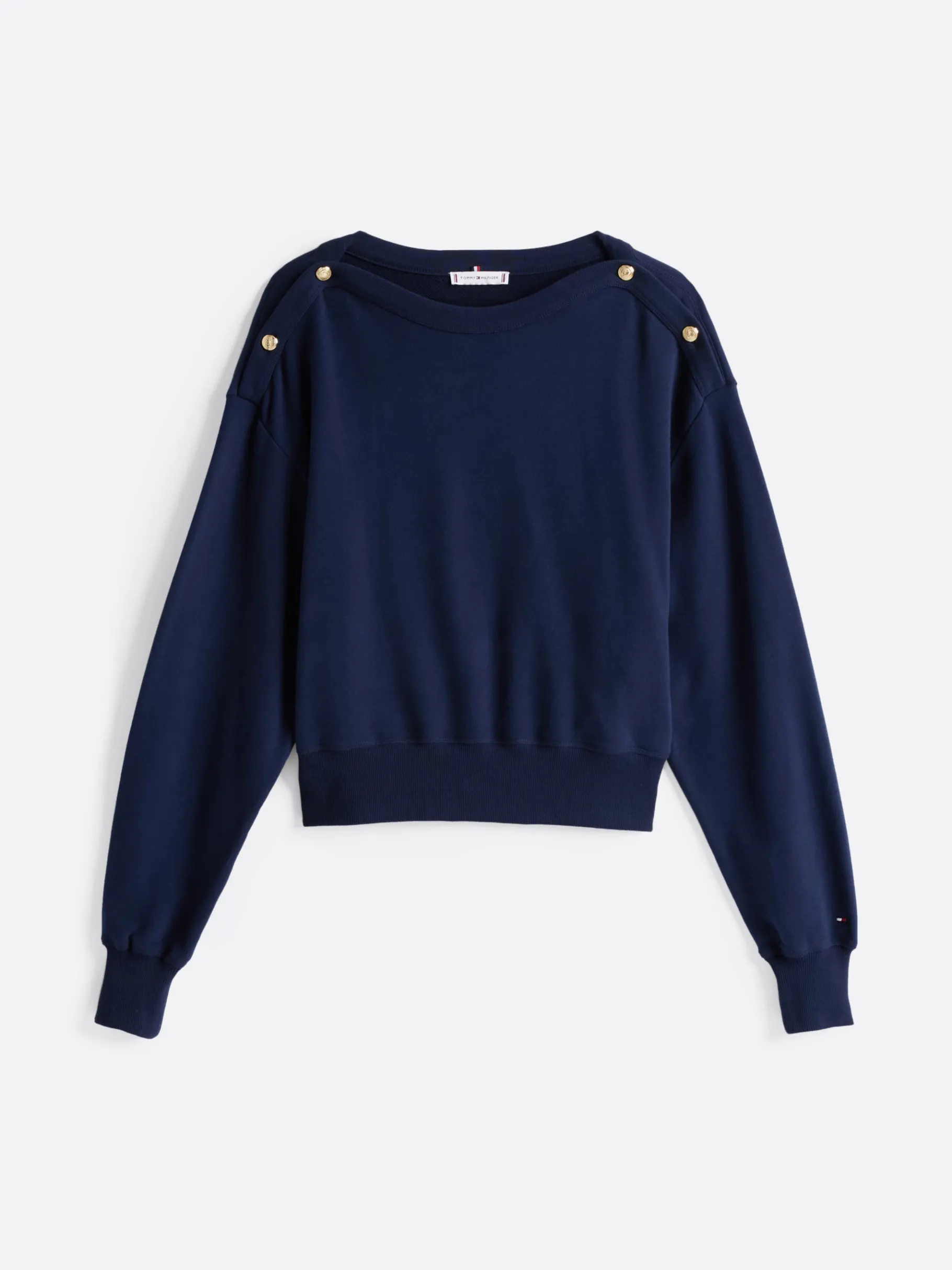 Tommy Hilfiger Sweatshirt mit U-Boot-Ausschnitt und Knöpfen DARK NIGHT NAVY Best