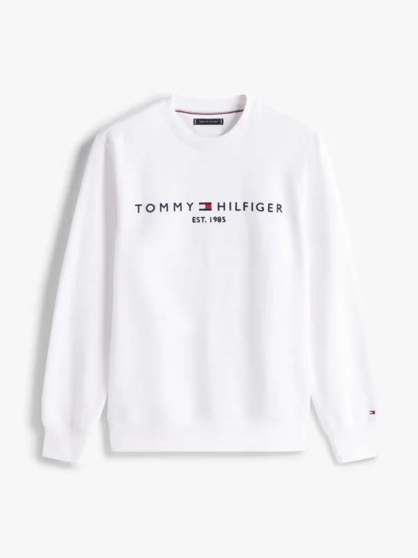Tommy Hilfiger Sweatshirt mit V-Ausschnitt und Logo WHITE Sale