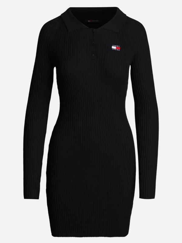 Tommy Hilfiger Sweatshirt-Minikleid mit Polokragen BLACK Discount