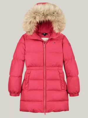 Tommy Hilfiger Taillierte Longline Puffer-Daunenjacke HERITAGE PINK Shop