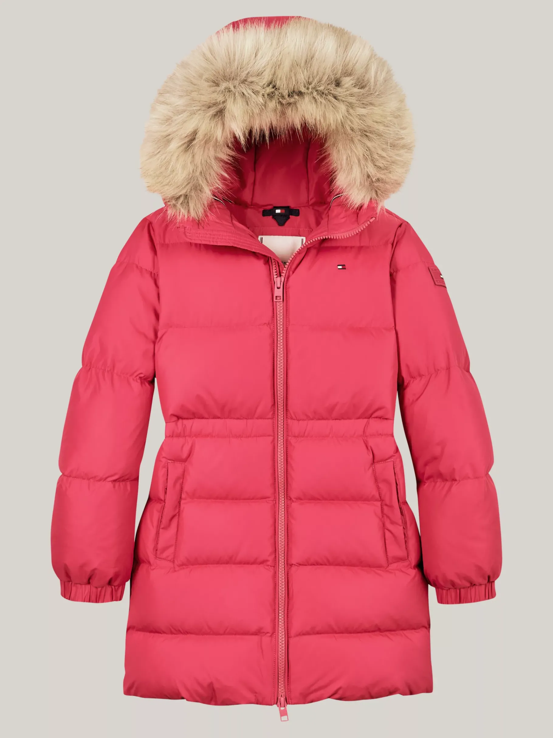 Tommy Hilfiger Taillierte Longline Puffer-Daunenjacke HERITAGE PINK Shop
