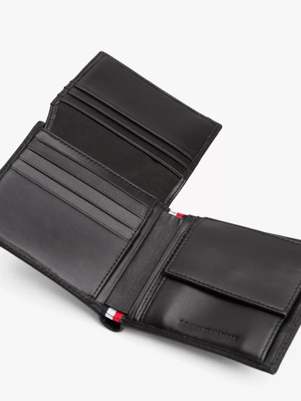 Tommy Hilfiger TH Business Bifold-Brieftasche aus Leder BLACK Flash Sale