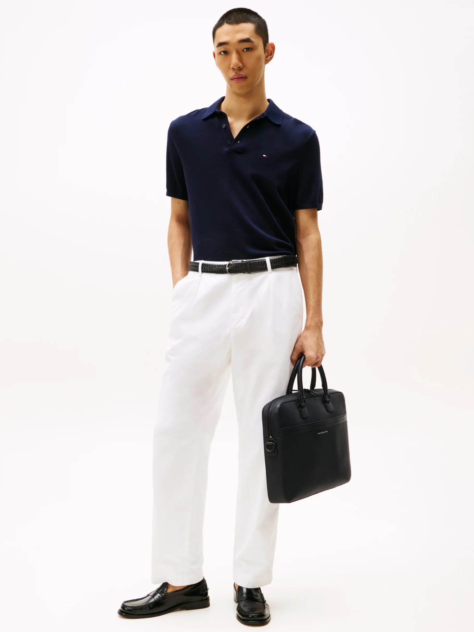 Tommy Hilfiger TH Business Laptoptasche aus Leder BLACK Best Sale