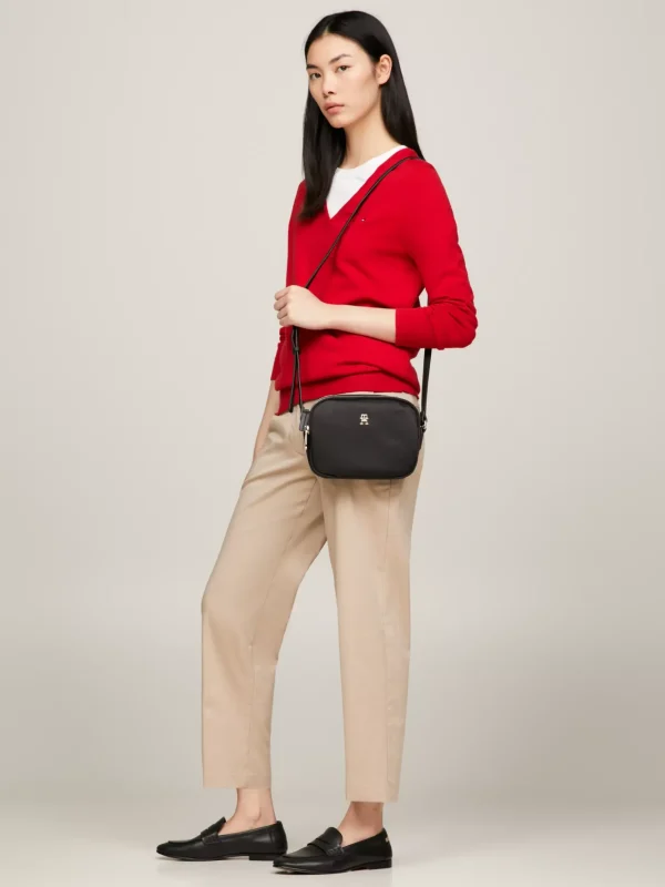 Tommy Hilfiger TH Emblem Crossbody-Tasche BLACK New